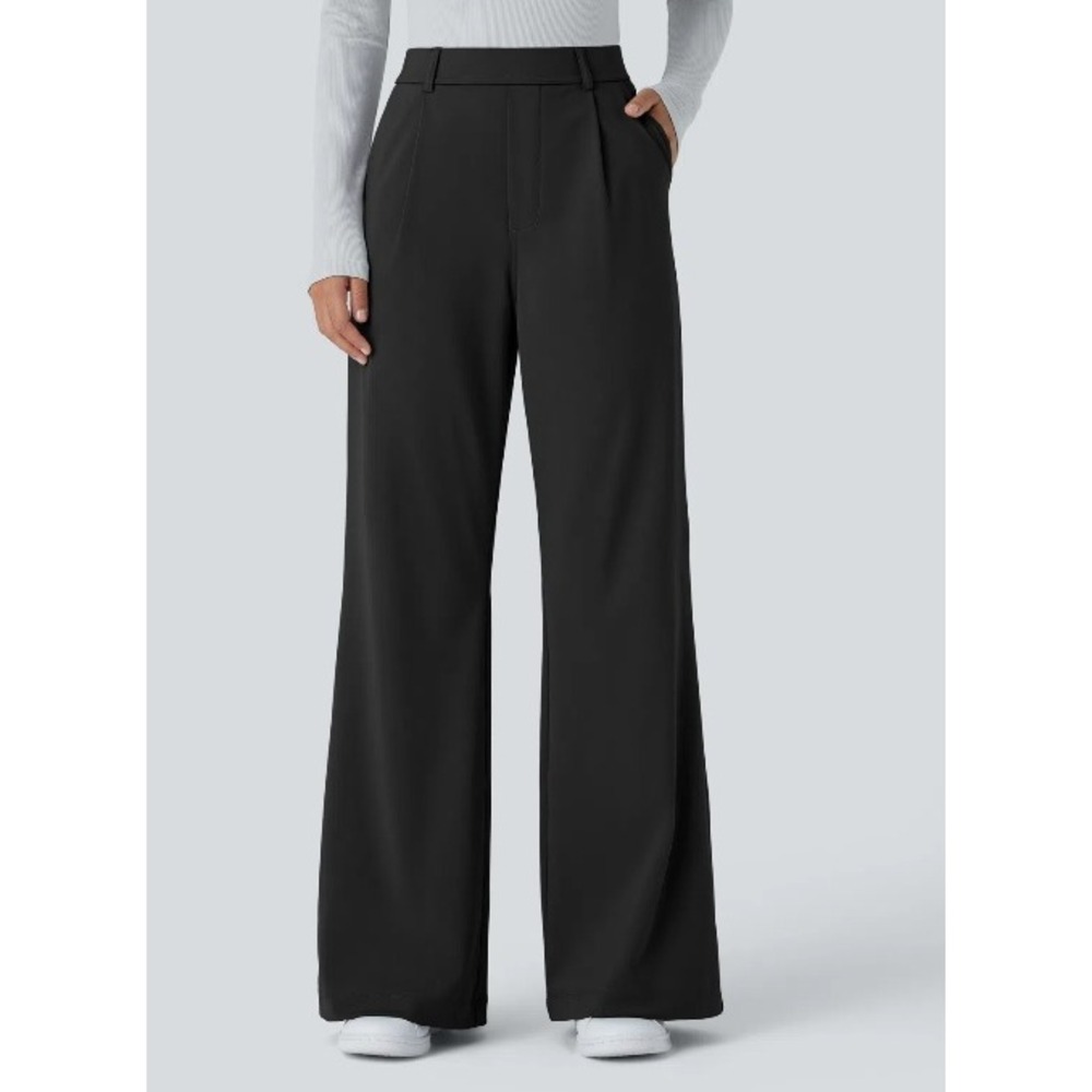 Halara Flex DayStretch High Waisted Pocket Work Flare Pants XLP XL Petite NWT